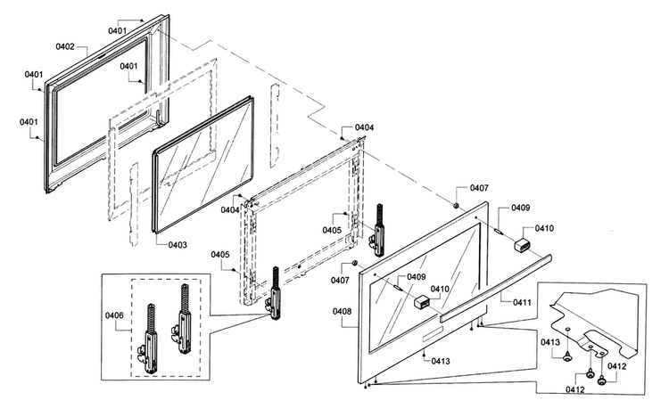 Door Diagram and Parts List for HBL5751UCC 02 Bosch Microwave