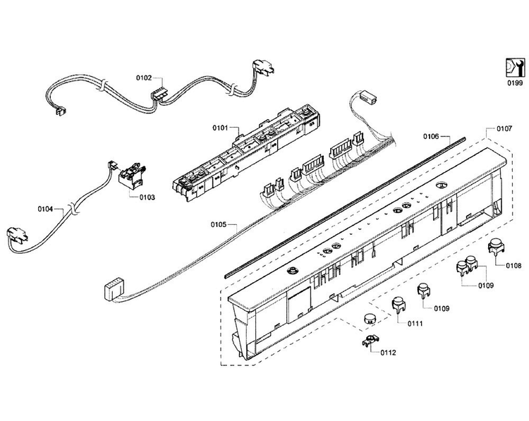 Control Panel Diagram and Parts List for SHX6AP02UC 05 Bosch Dishwasher