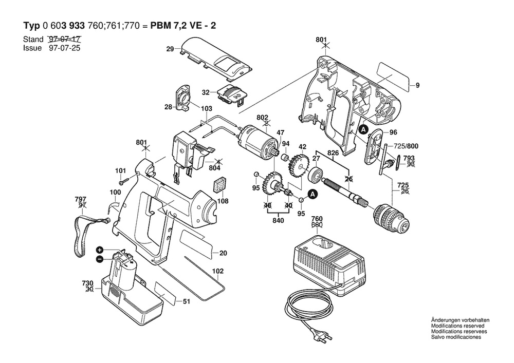 Section 1 Diagram and Parts List for 0603933770  Bosch Cordless Drill