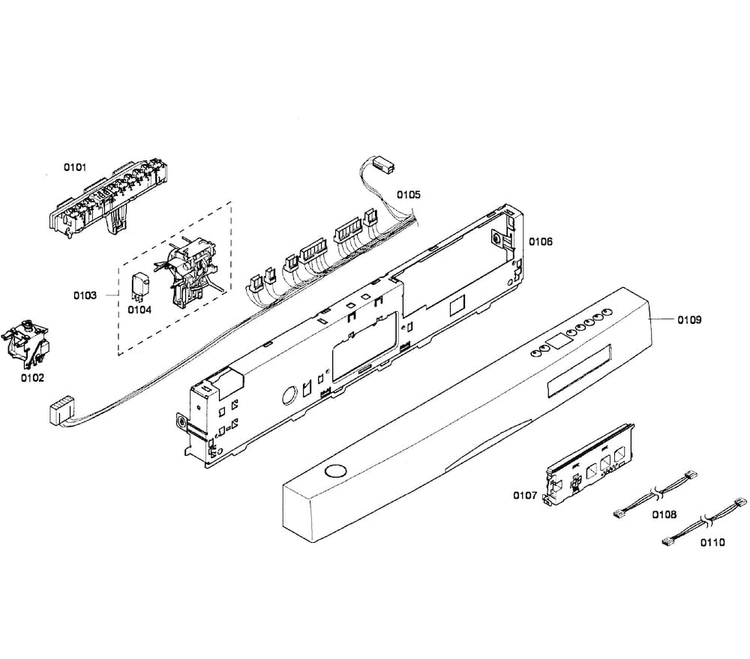 Control Panel Diagram and Parts List for SHE58C02UC 47 Bosch Dishwasher