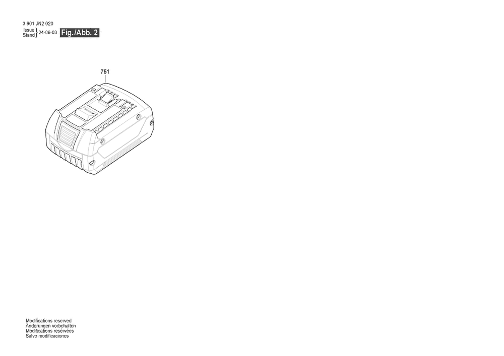 Section 2 Diagram and Parts List for 3601JN2040  Bosch Wrench