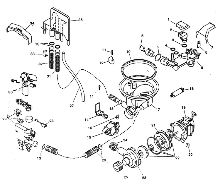 Component Assy Diagram and Parts List for SHU3336UC 06 Bosch Dishwasher
