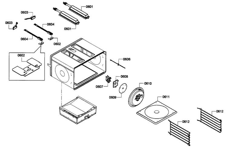 Oven Assy Diagram and Parts List for PRG366EPG 01 Thermador Range