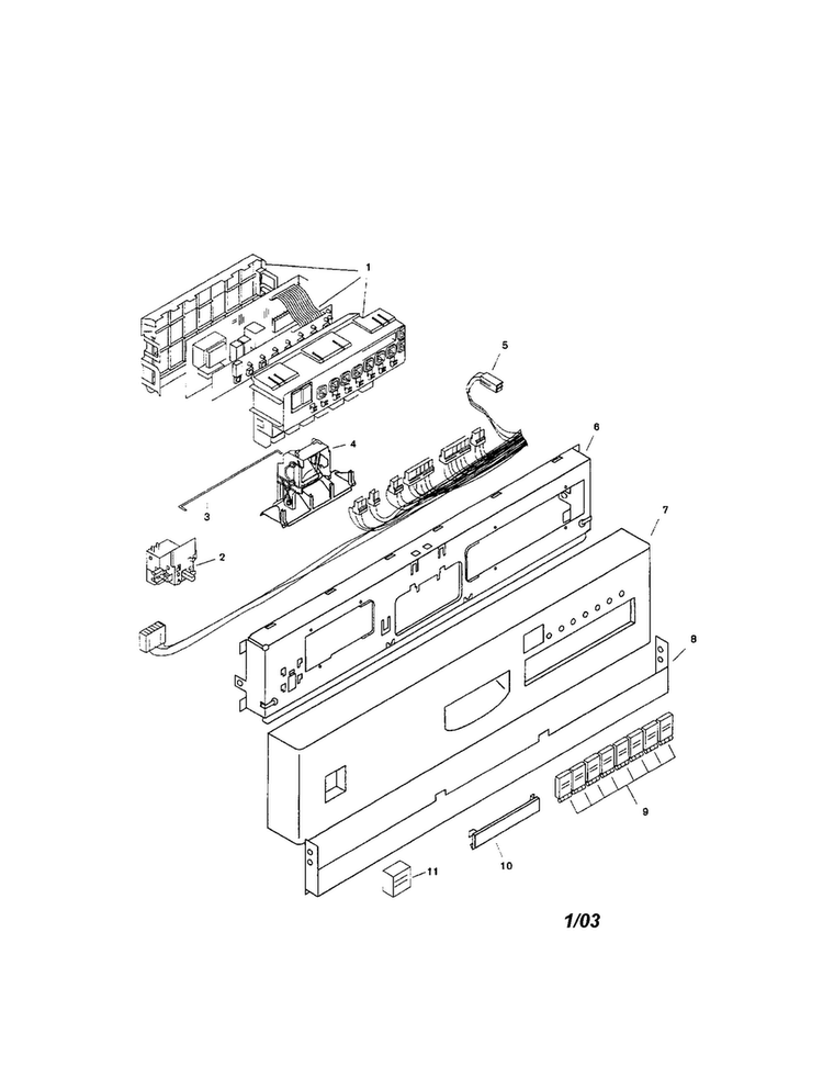 Fascia Panel Diagram and Parts List for SHI6806UC 12 Bosch Dishwasher