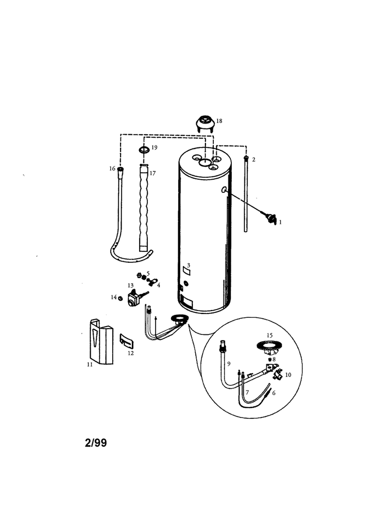 Power Miser 50 Gal. Short High Alt. Diagram and Parts List for 153337113  Kenmore Water Heater