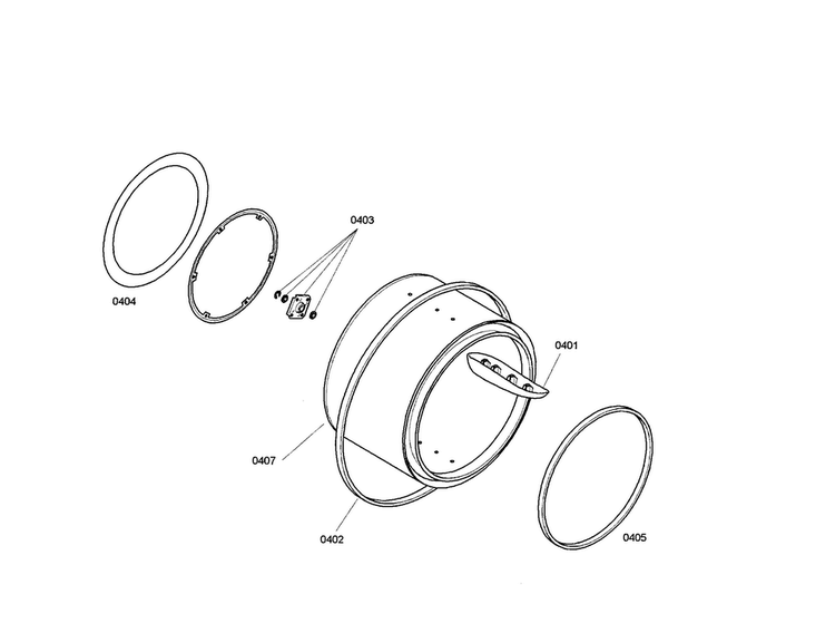 Drum Diagram and Parts List for WTE86300US 01 Bosch Dryer
