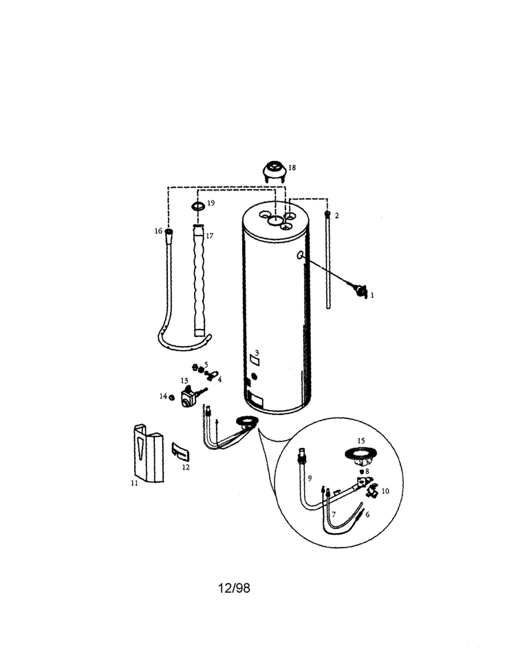 Power Miser 8 40 Gallon Diagram and Parts List for 153338461  Kenmore Water Heater
