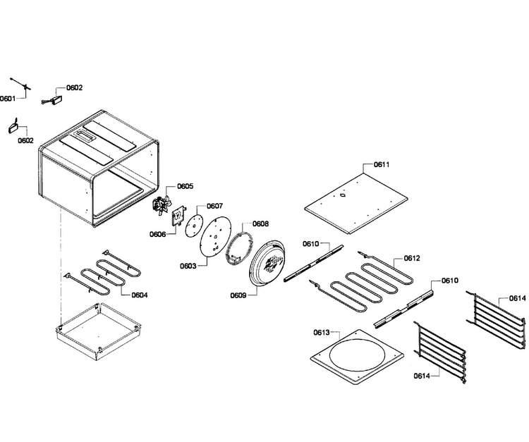 Oven Cell Diagram and Parts List for PRD304EG 12 Thermador Range