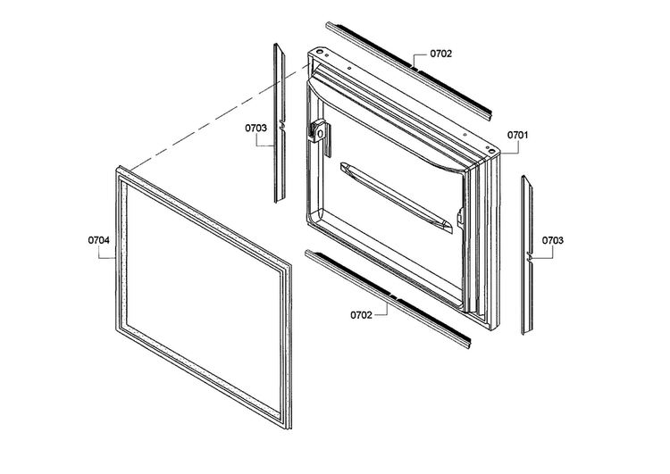 Freezer Door Diagram and Parts List for B22CT80SNP 01 Bosch Refrigerator