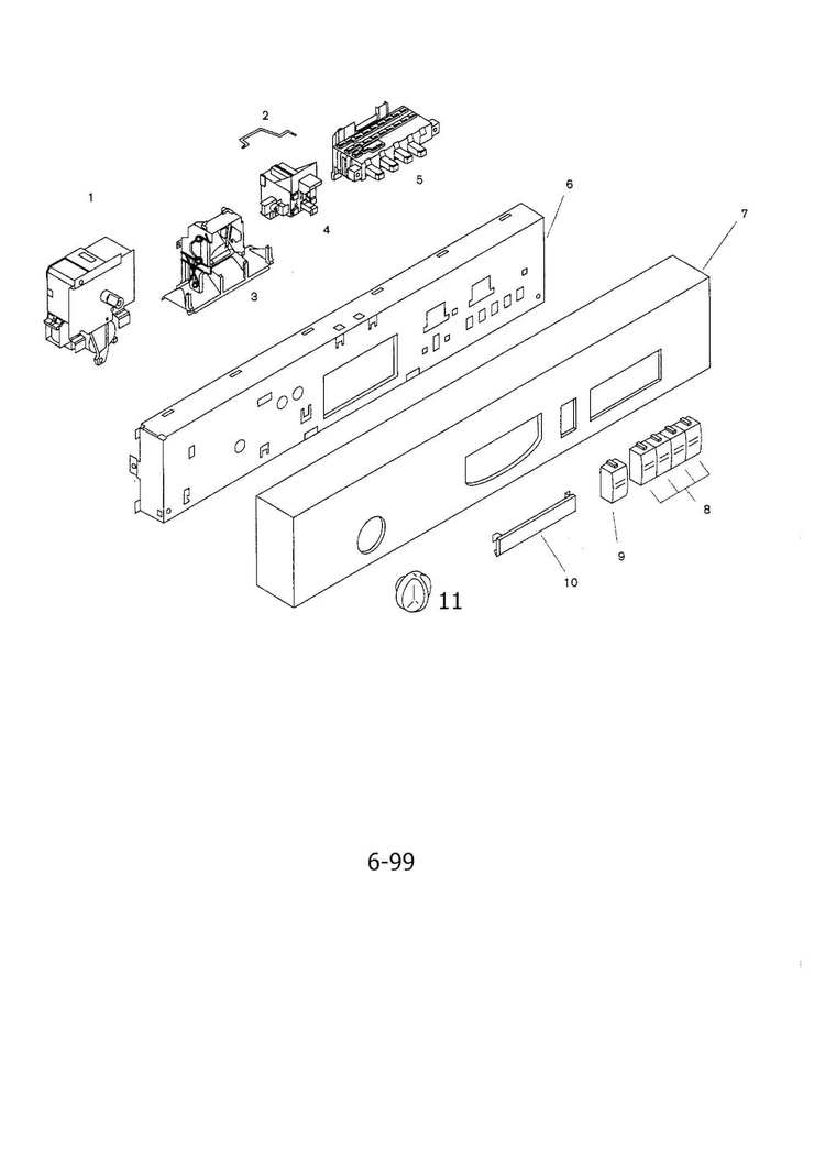 Fascia Panel Diagram and Parts List for SHU4016UC 06 Bosch Dishwasher