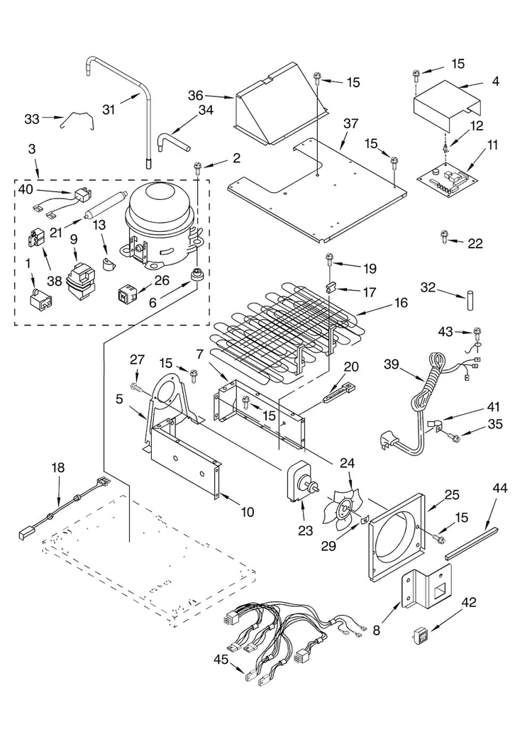 Upper Unit Parts Diagram and Parts List for KBULT3661A02  Thermador Refrigerator