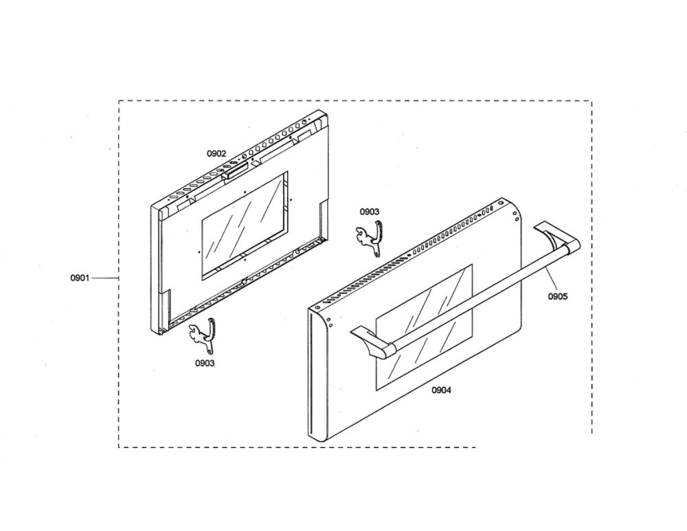 Door Diagram and Parts List for PDR364GDZS 07 Thermador Range