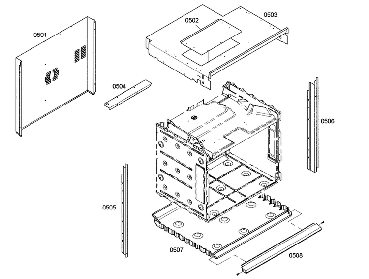 Mounting Diagram and Parts List for M301ES01  Thermador Wall Oven