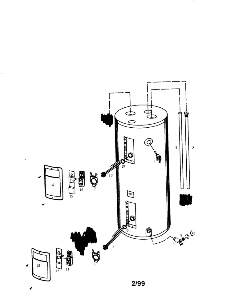 Energy Efficient 40 Gallon Diagram and Parts List for 153324491  Kenmore Water Heater