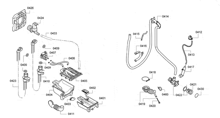 Hose & Valve Assy Diagram and Parts List for WAP24201UC 11 Bosch Washer