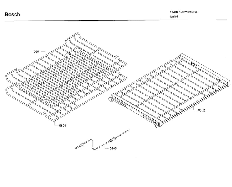 Rack Diagram and Parts List for HBL8461UC 02 Bosch Wall Oven