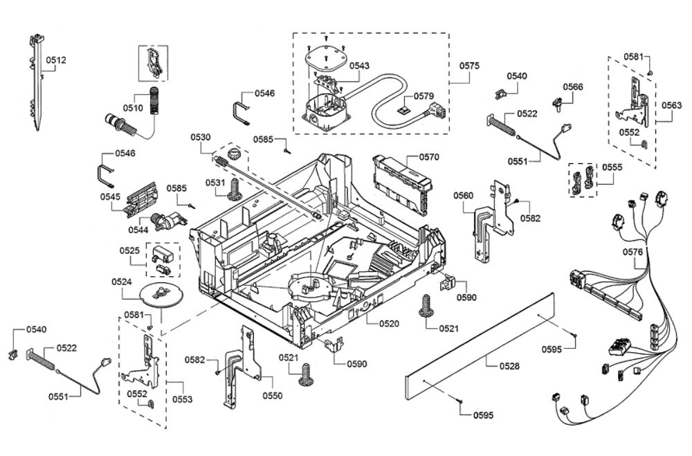 Base/Power Cord Diagram and Parts List for SHPM78W55N 10 Bosch Dishwasher