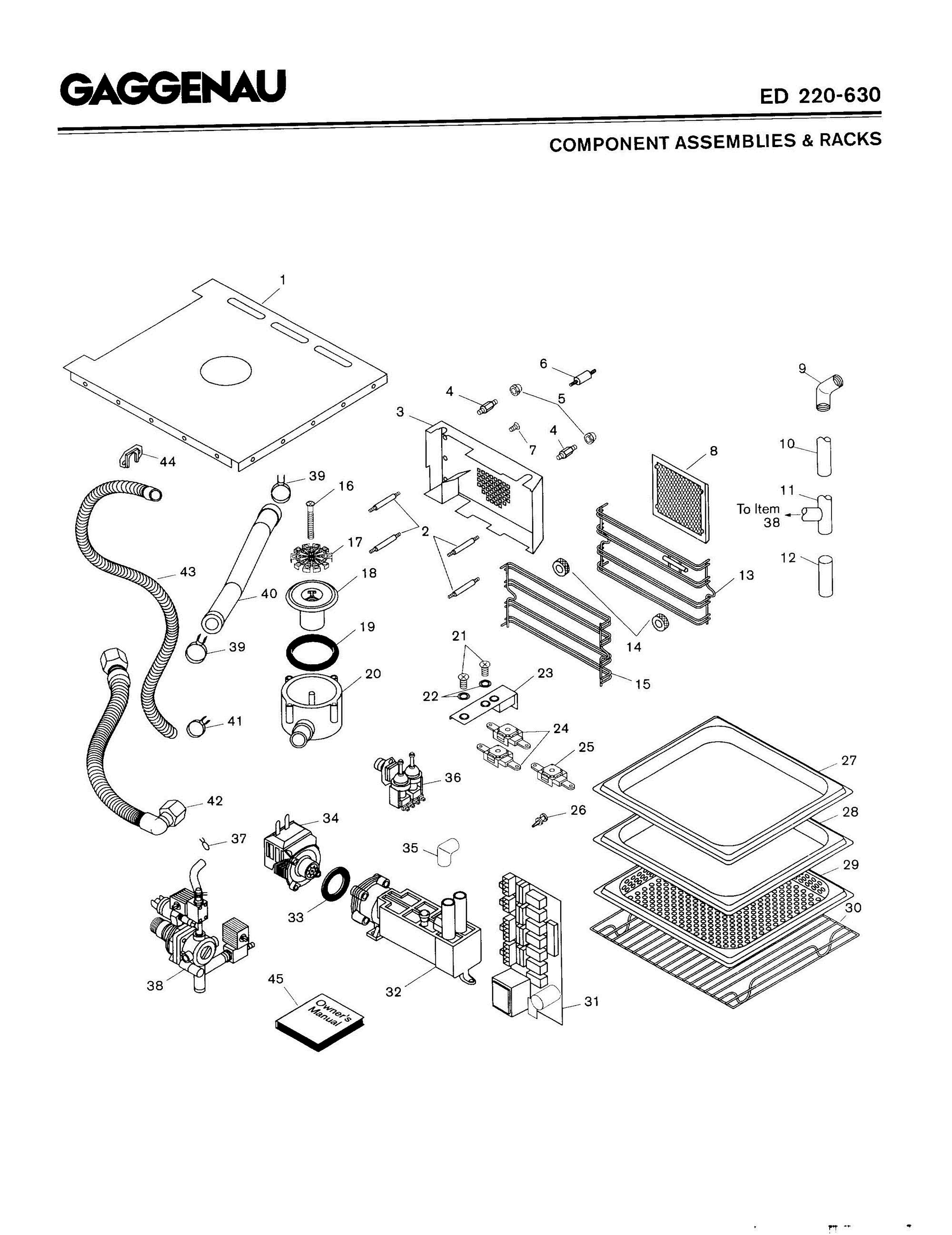 01 - COMPONENT ASSEMBLIES & RACKS Diagram and Parts List for ED220-630  Bosch Range