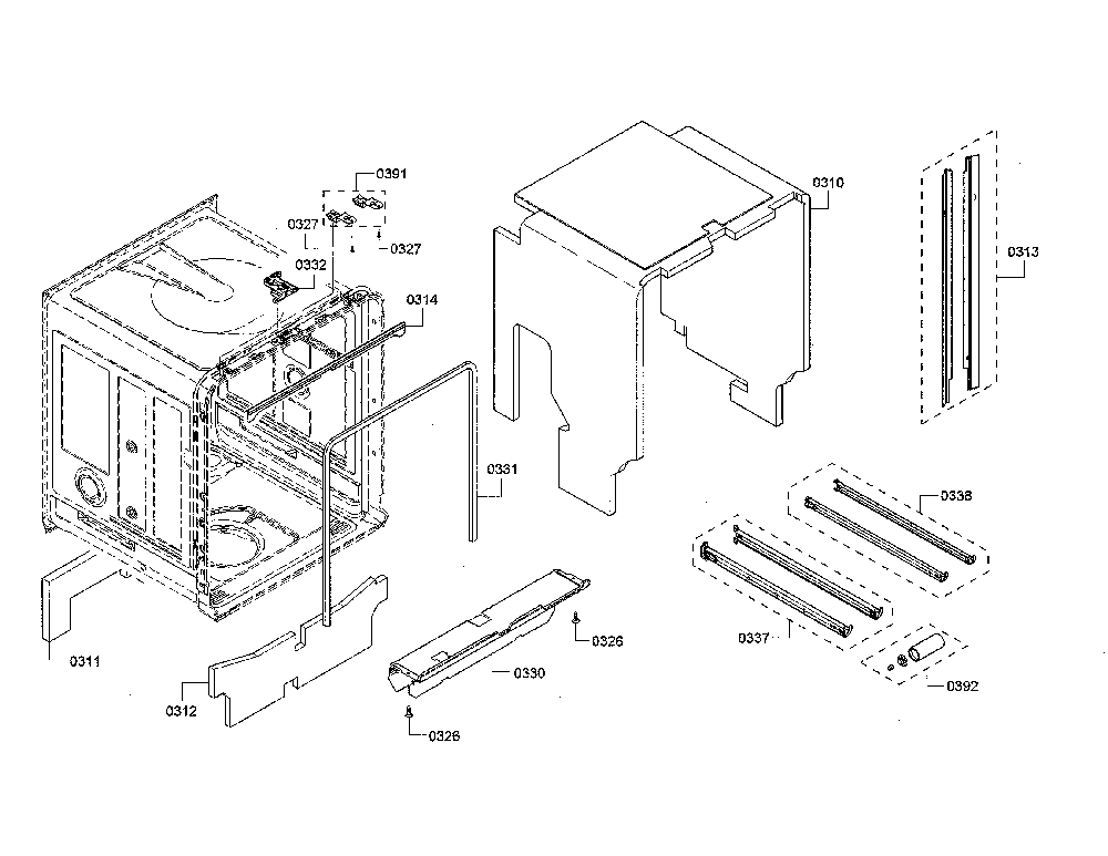 Tub/sealing Diagram and Parts List for SHP865WF6N 01 Bosch Dishwasher