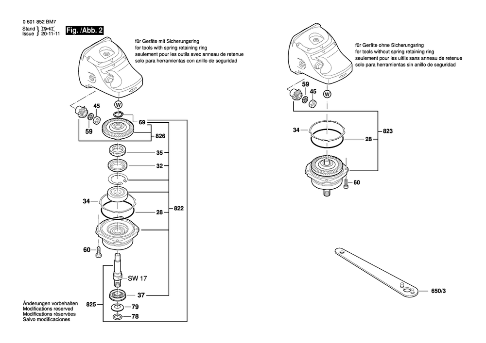 Page B Diagram and Parts List for 18535 0601852BM7 Bosch Angle Grinder