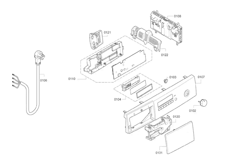 Control Panel Diagram and Parts List for WTB86202UC 01 Bosch Dryer