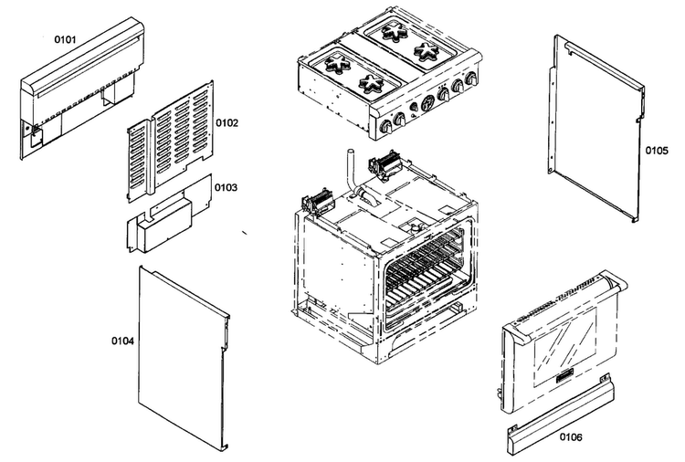 Cabinet Parts Diagram and Parts List for PRD304EG 02 Thermador Range