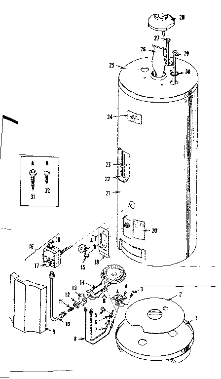 Replacement Parts Diagram and Parts List for 15333440  Kenmore Water Heater