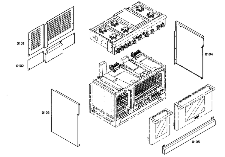 Outside Parts Diagram and Parts List for PRG486EDG04  Thermador Range