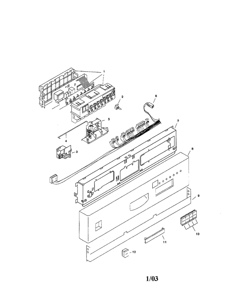 Fascia Panel Diagram and Parts List for SHI4302UC 12 Bosch Dishwasher