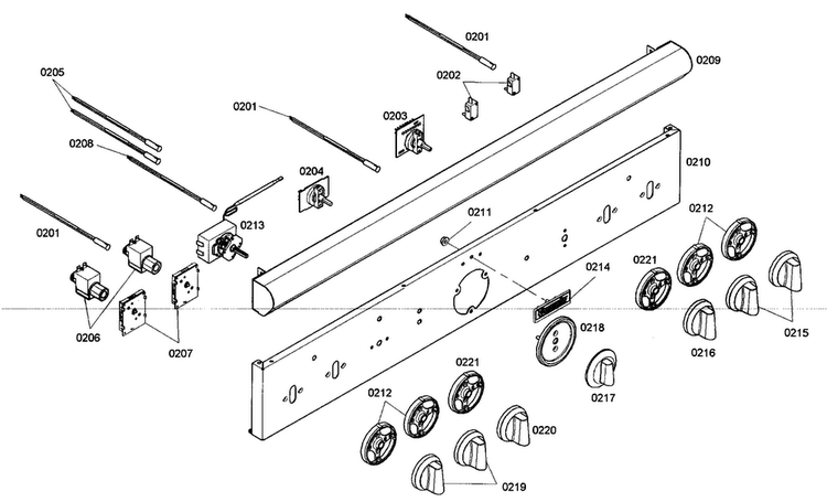 Control Panel Diagram and Parts List for PRD364ELHC02  Thermador Range