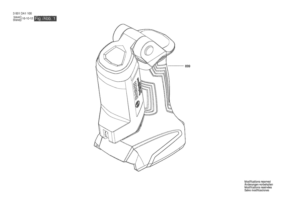 Section 1 Diagram and Parts List for GLI12V-300 3601DA1111 Bosch Worklight & Flashlight