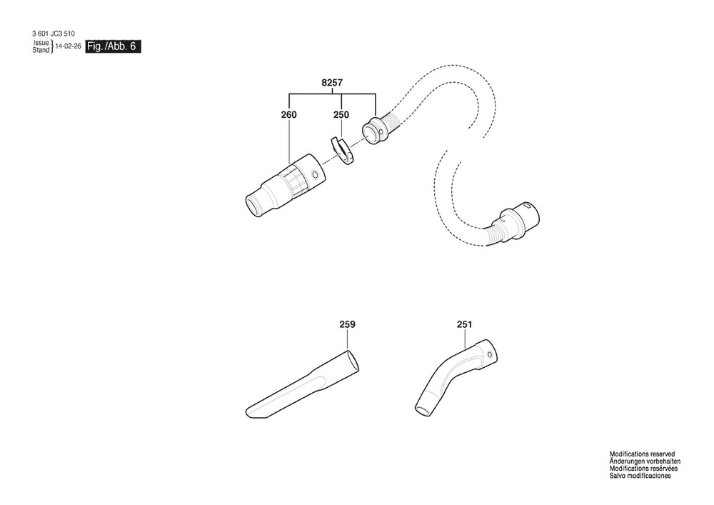 Section 6 Diagram and Parts List for VAC090S 3601JC3510 Bosch Utility Vacuum