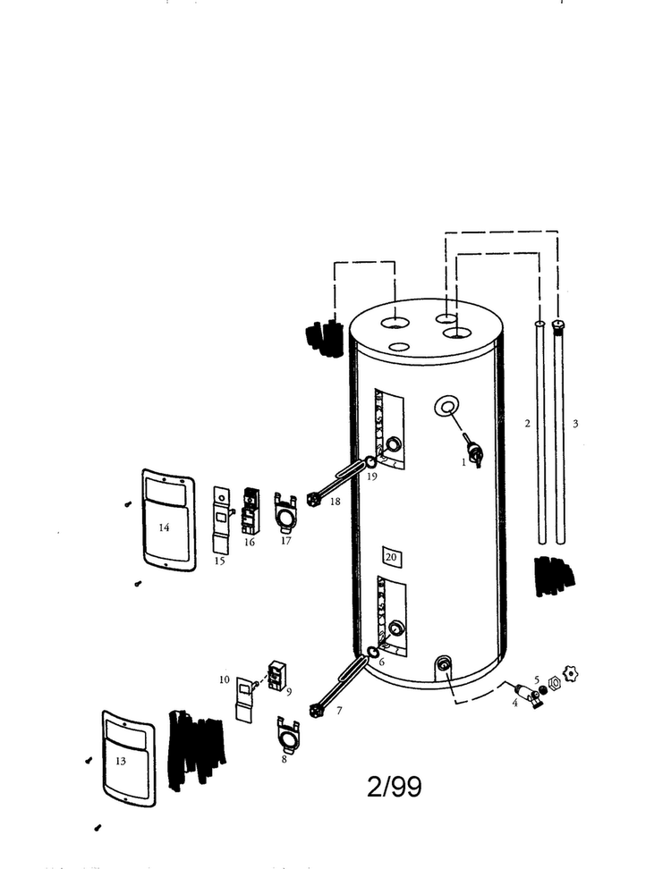 Energy Efficient 30 Gallon Diagram and Parts List for 153324390  Kenmore Water Heater