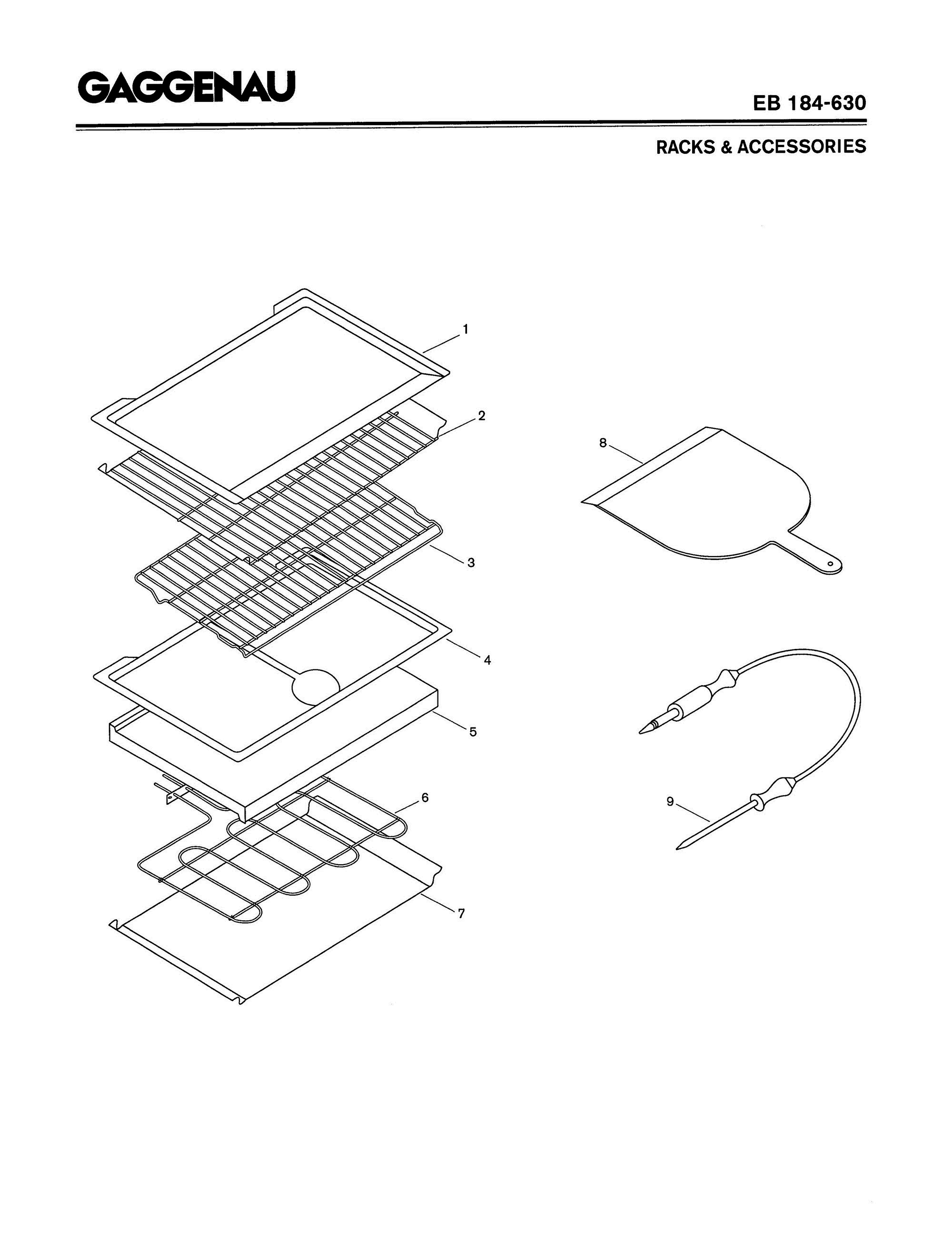 04 - RACKS & ACCESSORIES Diagram and Parts List for EB184-630  Bosch Range
