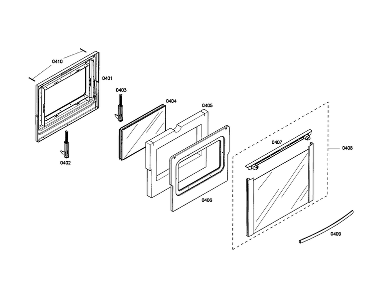 Door Diagram and Parts List for HEI7032U 03 Bosch Range