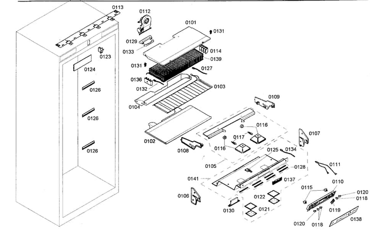 Cabinet Parts Diagram and Parts List for T30IR70NSP-03  Thermador Refrigerator
