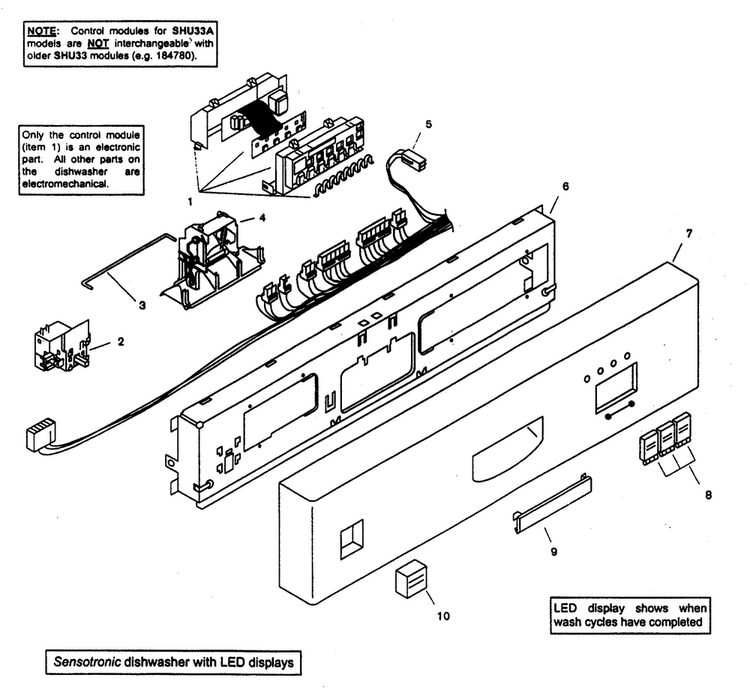 Fascia Panel Diagram and Parts List for SHU33AC06UC 14 Bosch Dishwasher