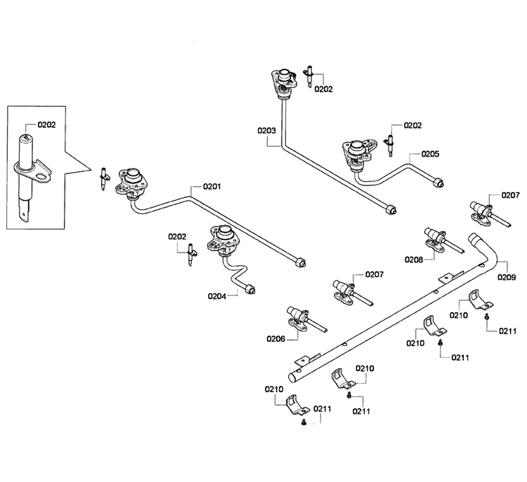 Manifold Diagram and Parts List for HGS7282UC 05 Bosch Range