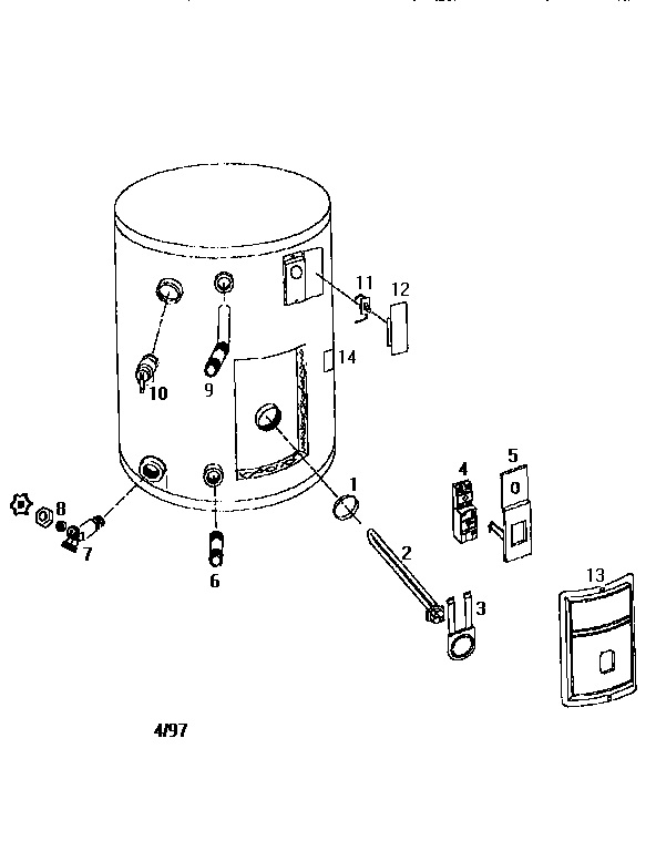 Replacement Parts Diagram and Parts List for 153317031  Kenmore Water Heater
