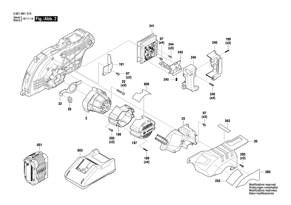 Page 2 Diagram and Parts List for GCM18V-08 3601M41010 Bosch Miter Saw