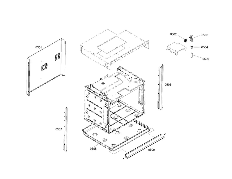 Base/side Trim Diagram and Parts List for HBL3350UC 01 Bosch Wall Oven
