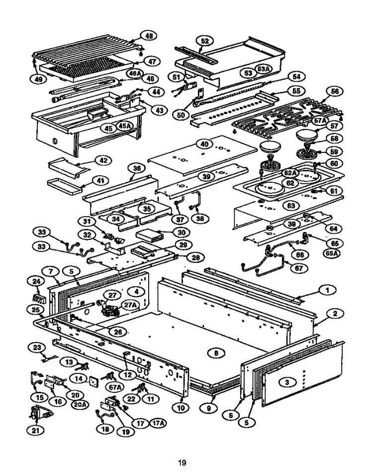 Unit Diagram and Parts List for GPS486GDS  Thermador Cooktop