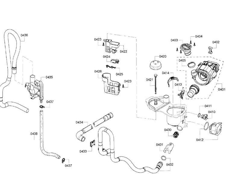 Pump Assy Diagram and Parts List for SHE6AF02UC 06 Bosch Dishwasher