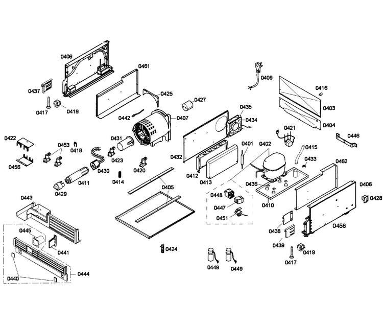 Compressor Diagram and Parts List for T24ID80NLP 36 Thermador Freezer