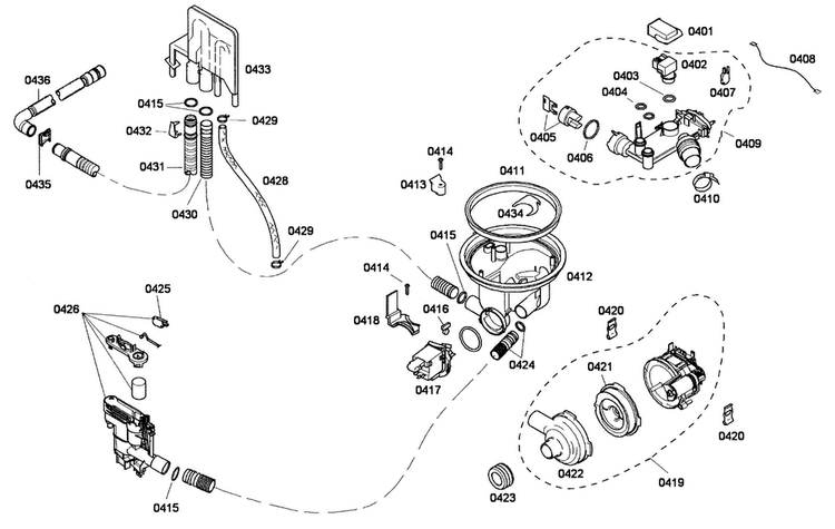 Pump Diagram and Parts List for SHE43P12UC 59 Bosch Dishwasher
