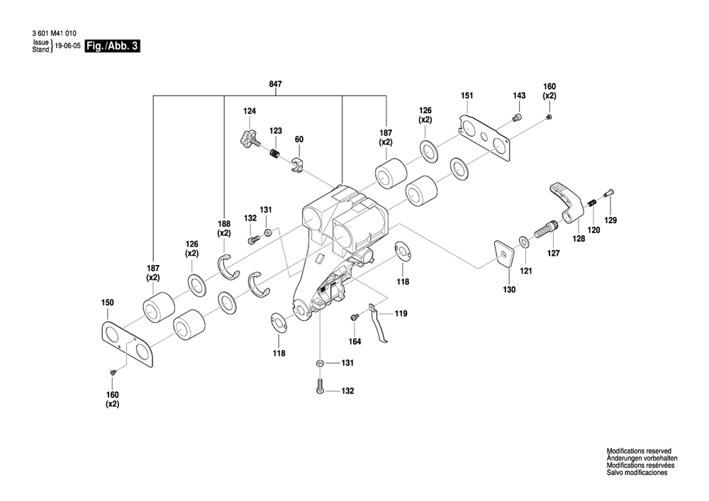 Page 3 Diagram and Parts List for GCM18V-08 3601M41010 Bosch Miter Saw