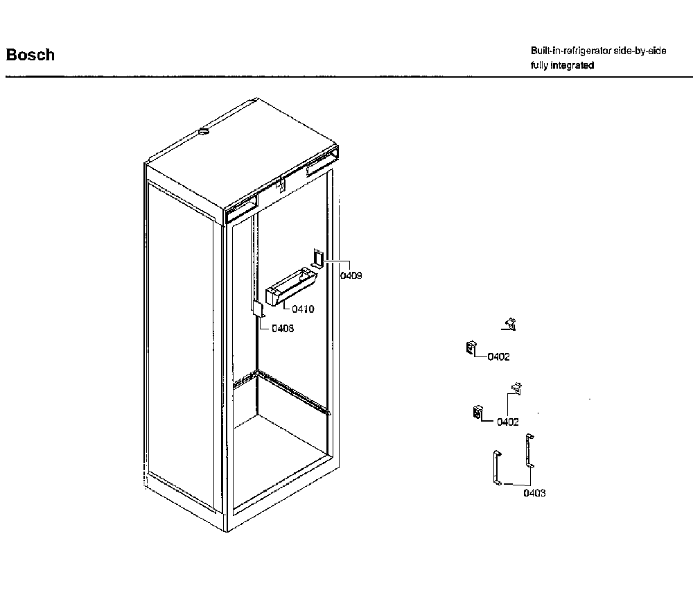 Support asy Diagram and Parts List for B30IR800SP 01 Bosch Refrigerator