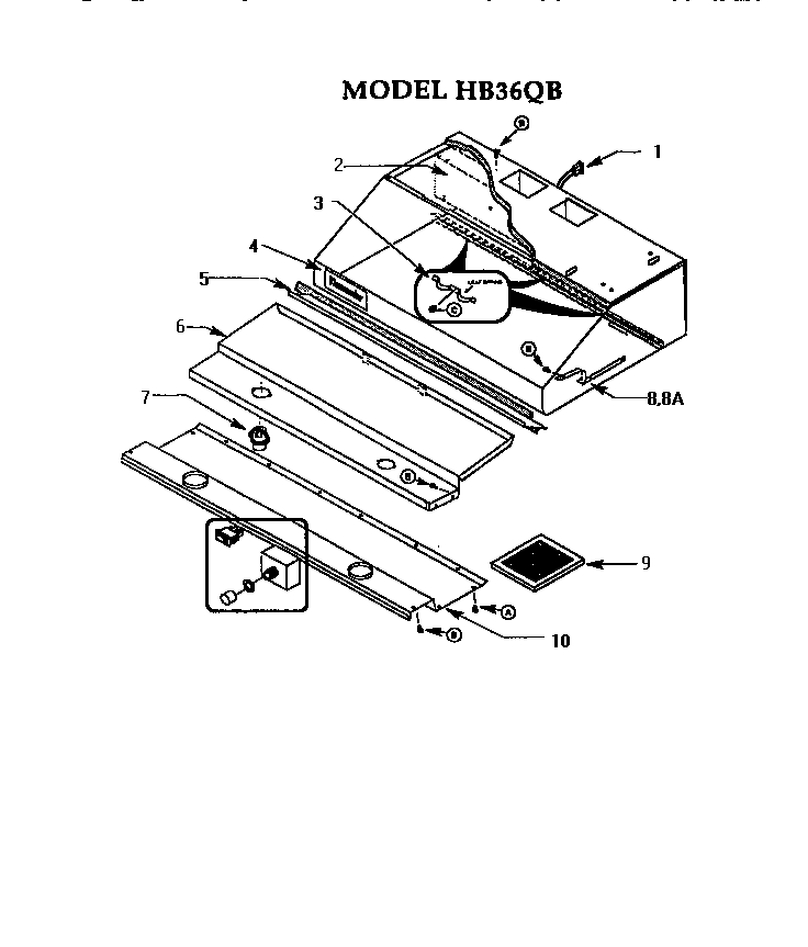 Model Hb36qb Diagram and Parts List for HB36QB  Thermador Range Hood