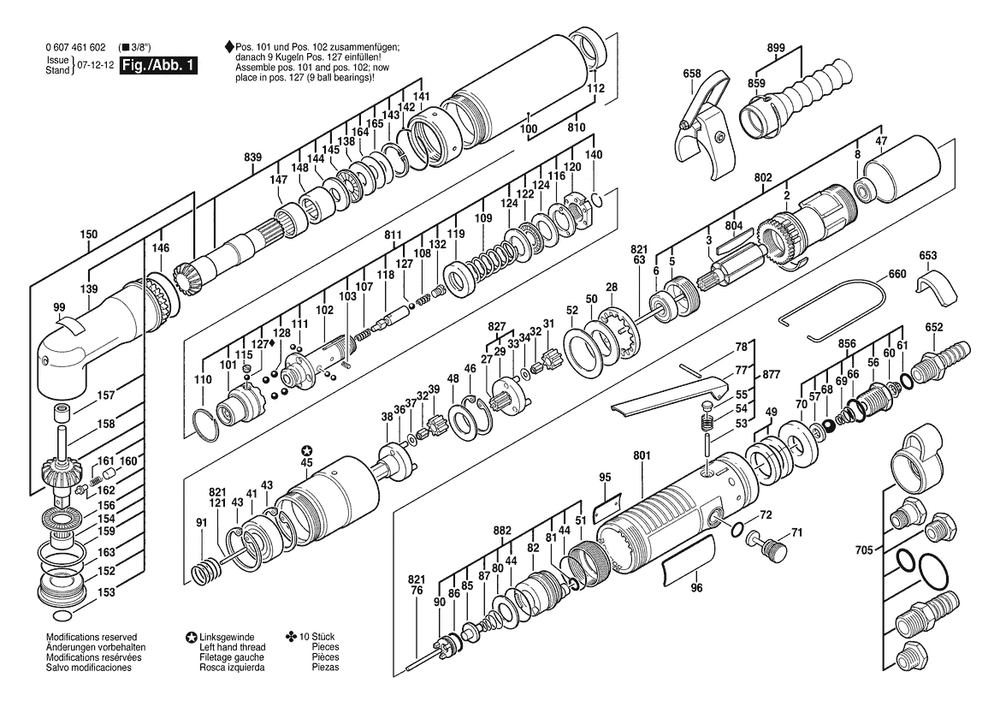 Section 1 Diagram and Parts List for 0607461602  Bosch Screwdriver