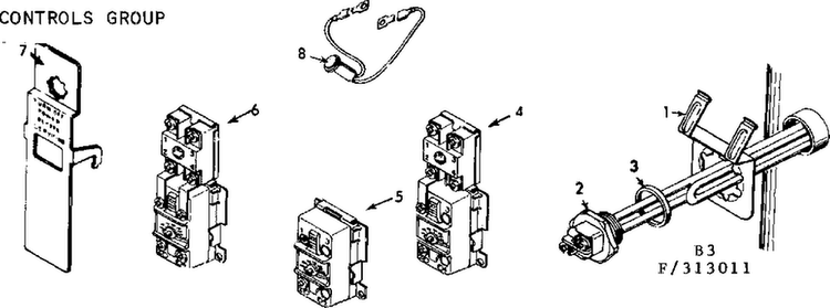Controls Group Diagram and Parts List for 153313112  Kenmore Water Heater